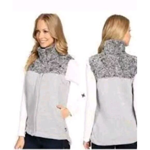 The North Face Womens Hybrination Thermal 3D Faux Fur Vest Gray Pockets Size Med - Picture 1 of 5